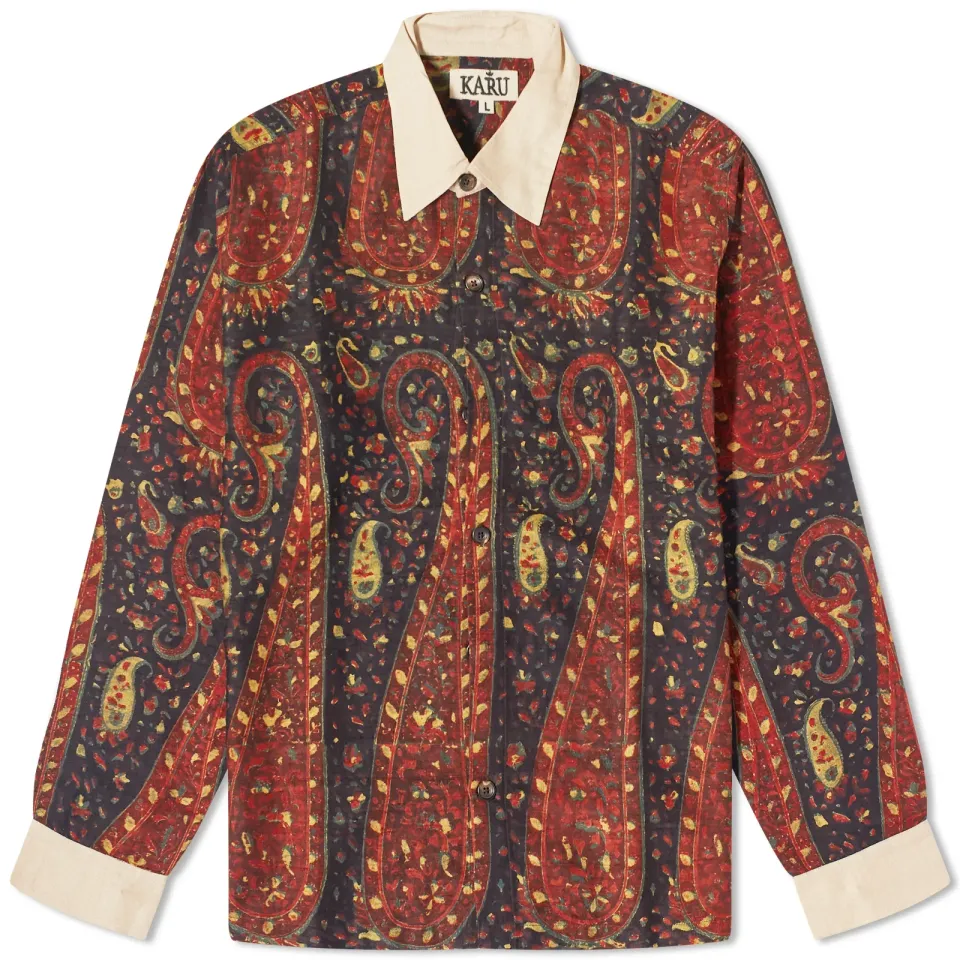 Hand Block Paisley Polo Shirt