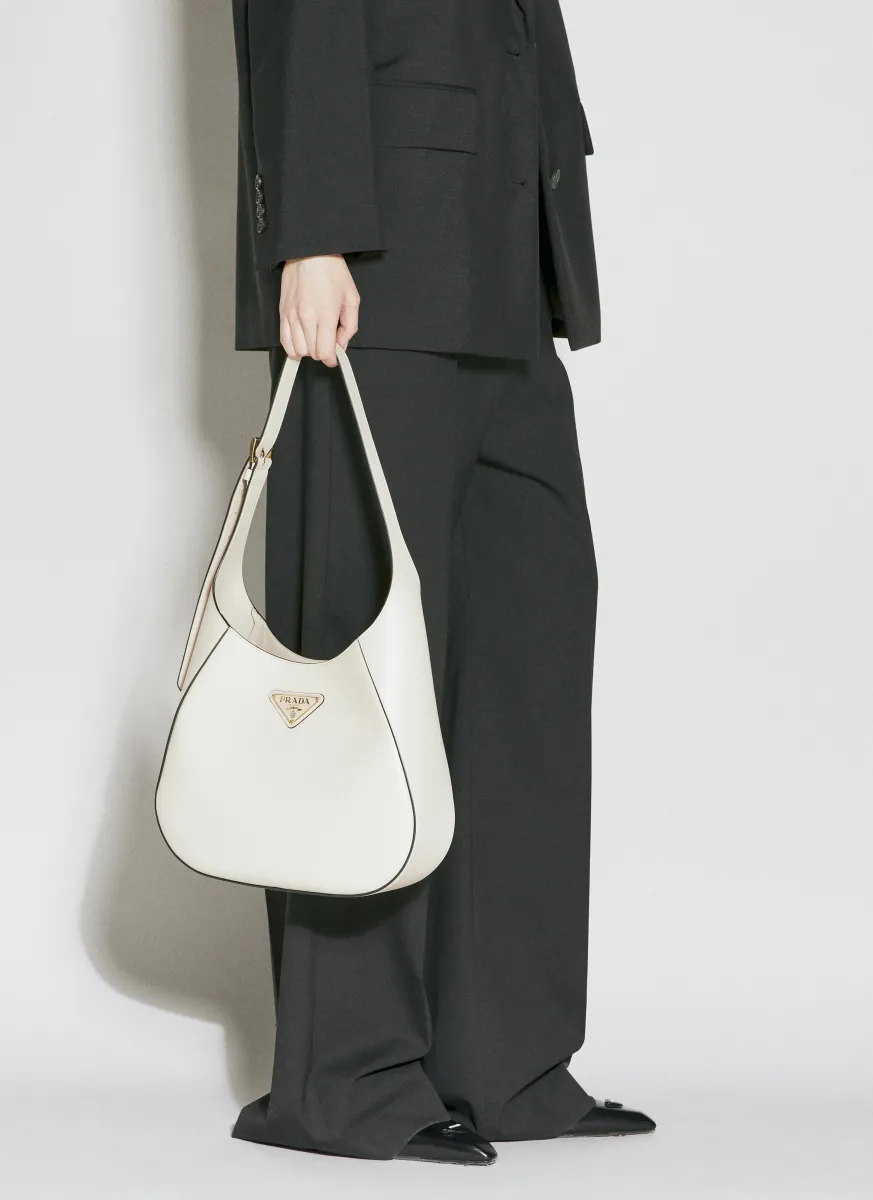 Logo Plaque Leather Shoulder Bag