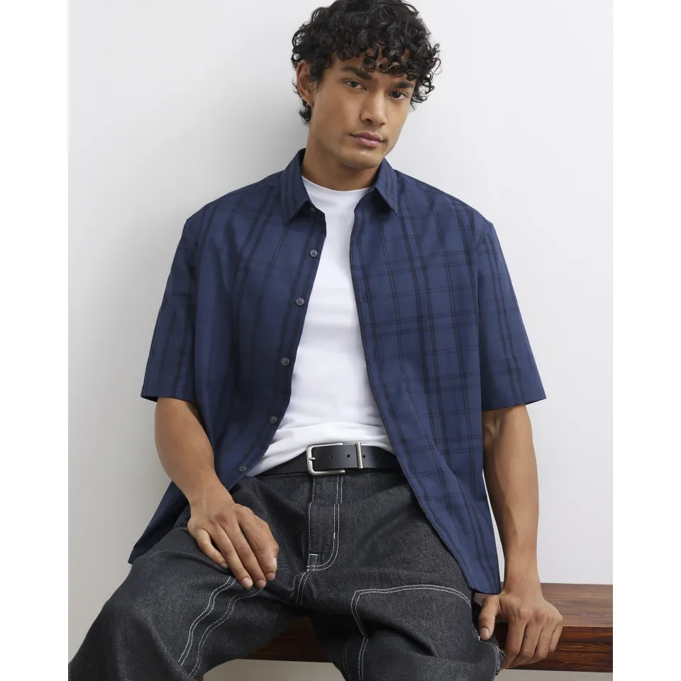Boxy Fit Cotton Check Shirt