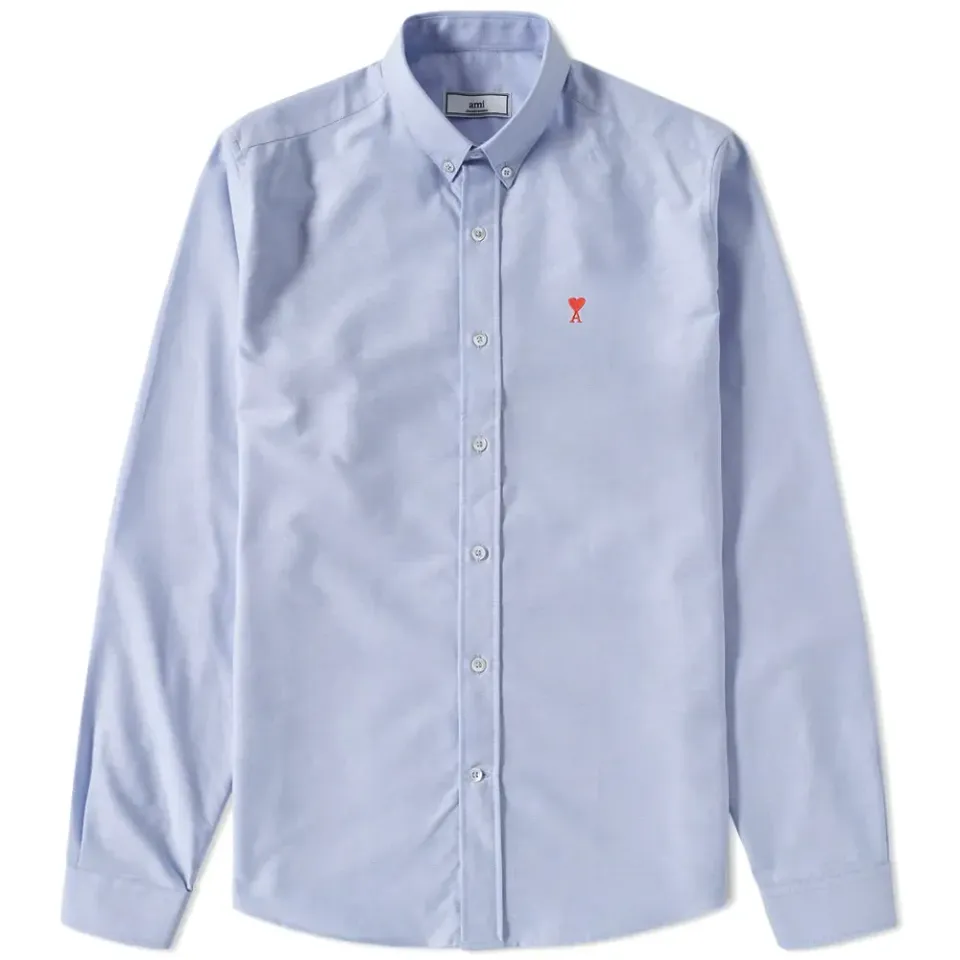 AMI Button Down Heart Logo Oxford Shirt