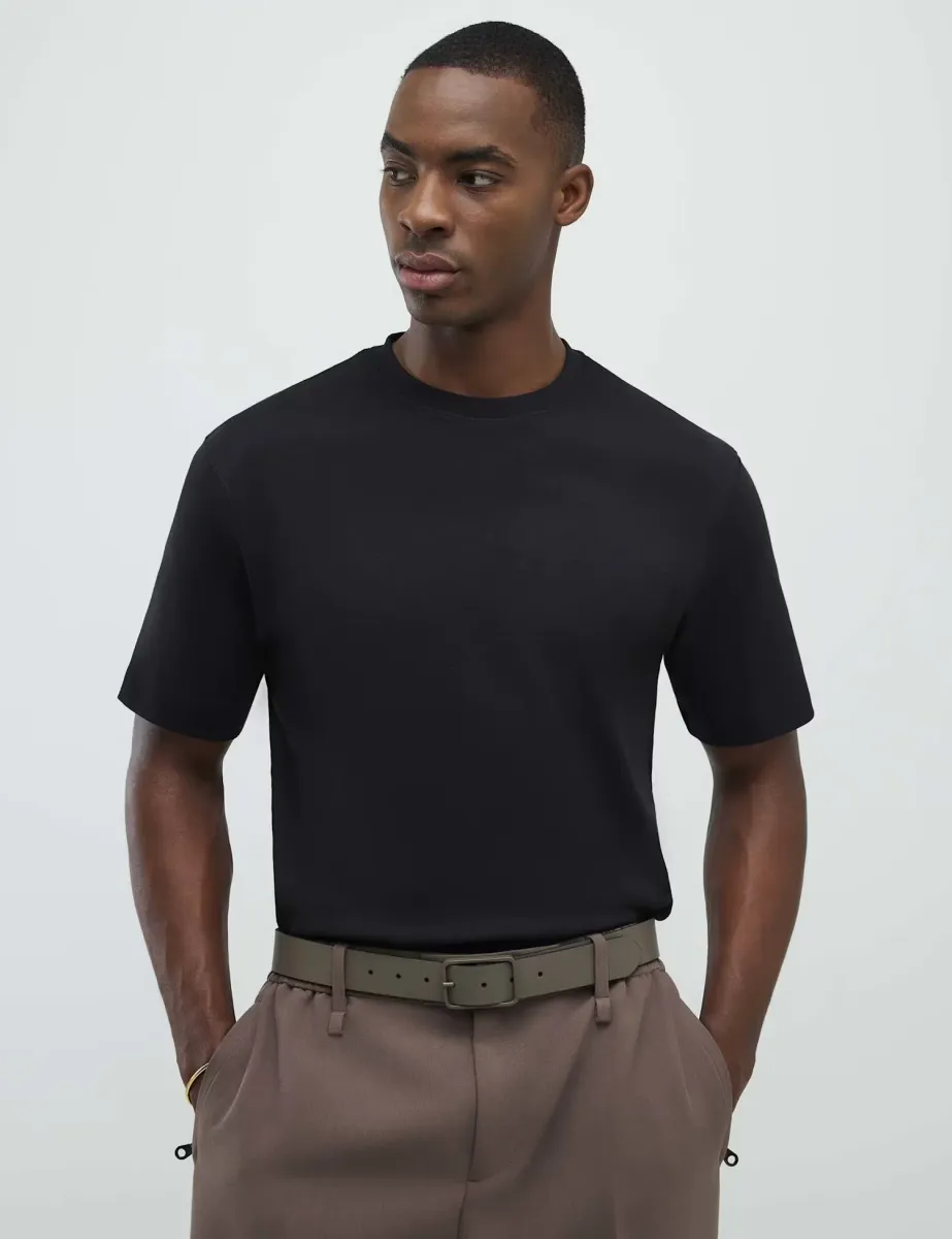 Slim Fit Pure Cotton T-Shirt Black