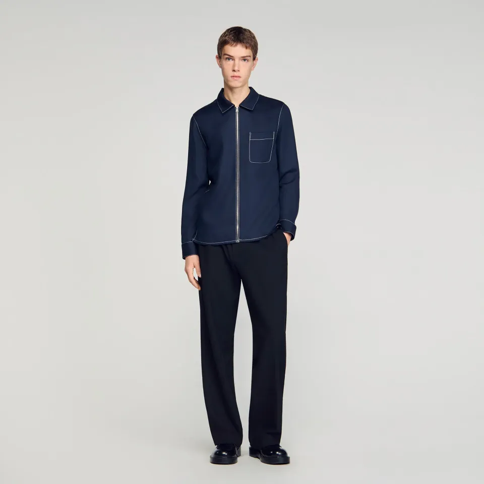 Loose-fit zip-up shirt
