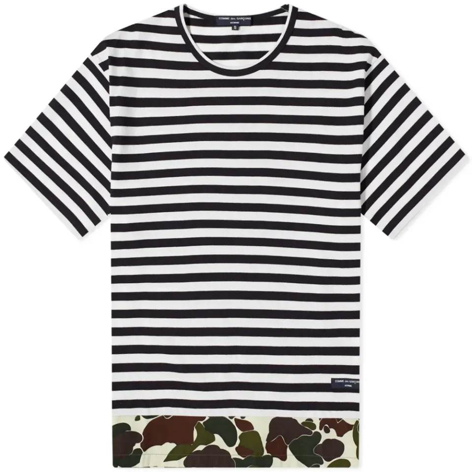 Camo Hem Striped T-Shirt