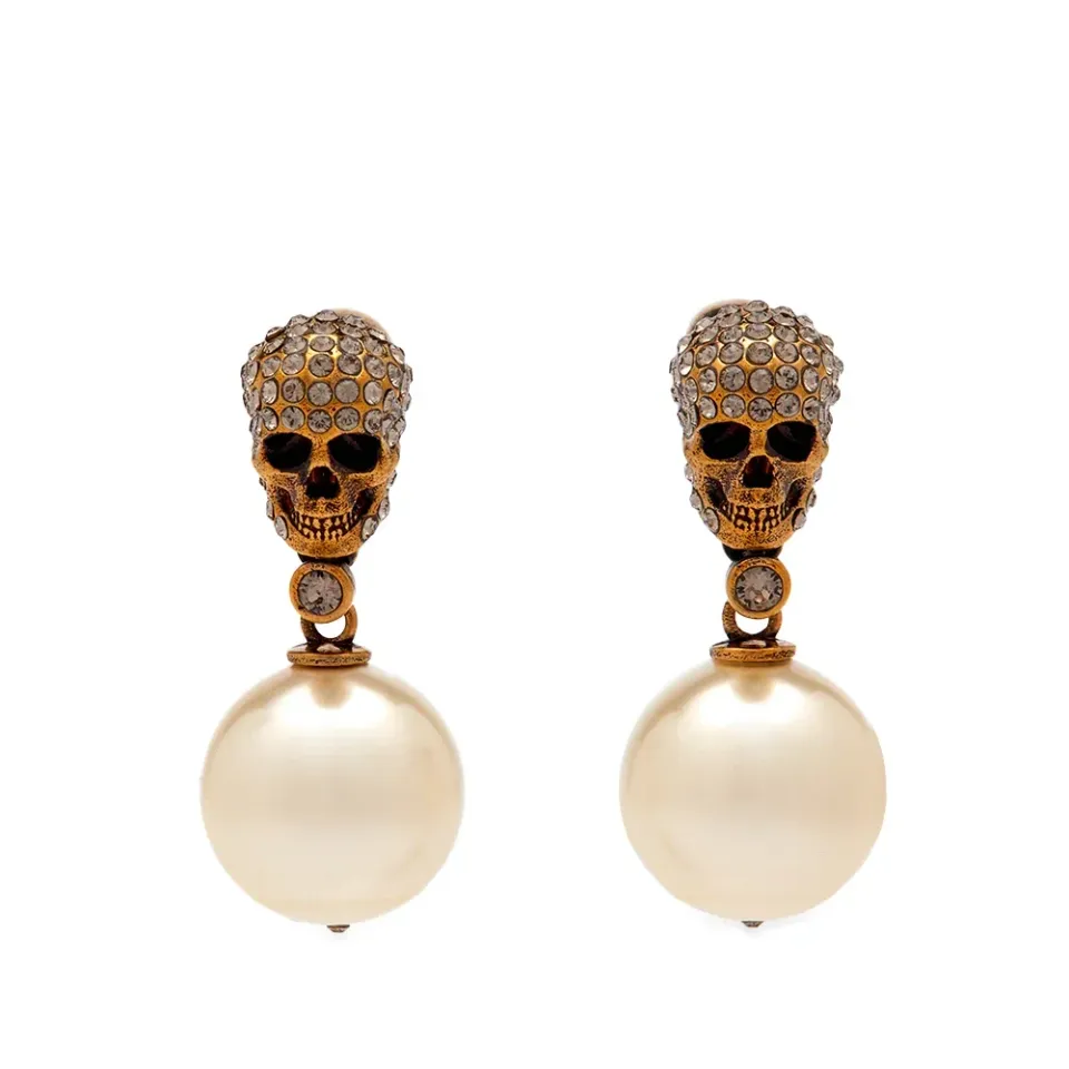 Pearl And Skull Earring