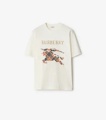 Cross Stitch Knight Cotton T-shirt in Chalk white