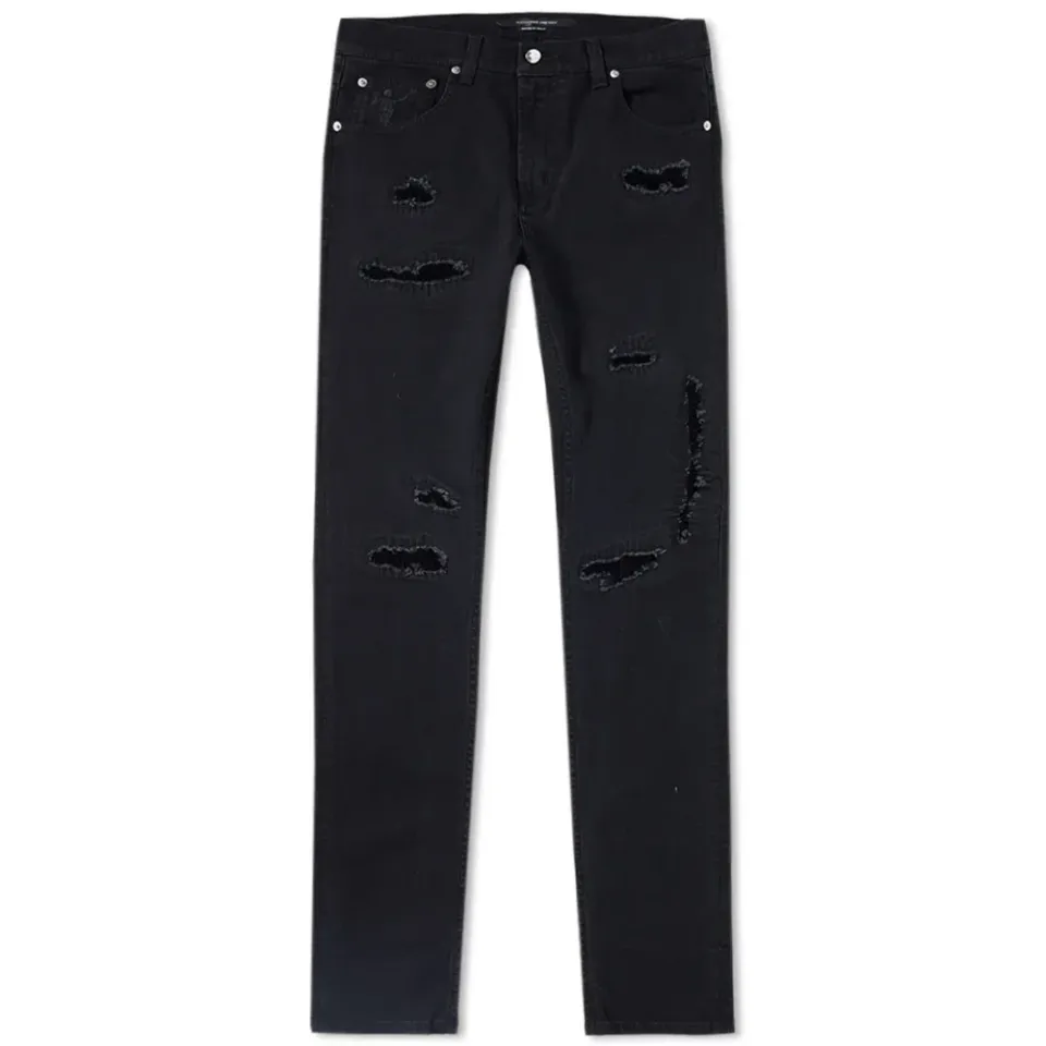 Distressed and Repaired Skinny Fit Jeans