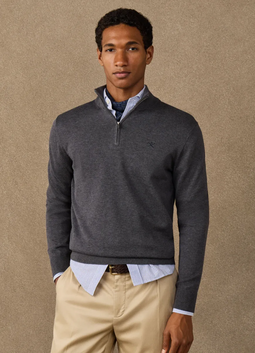 Cotton Quarter Zip Jumper
