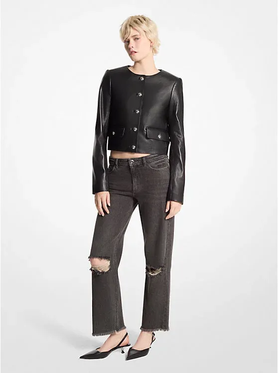 Leather Cropped Jacket