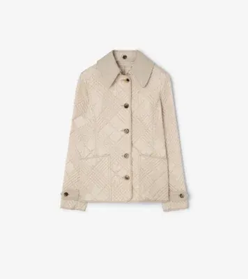 Quilted Nylon Fernleigh Jacket in Stone beige