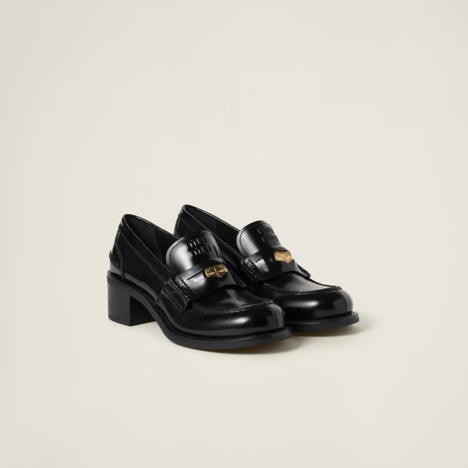 Brushed leather loafers