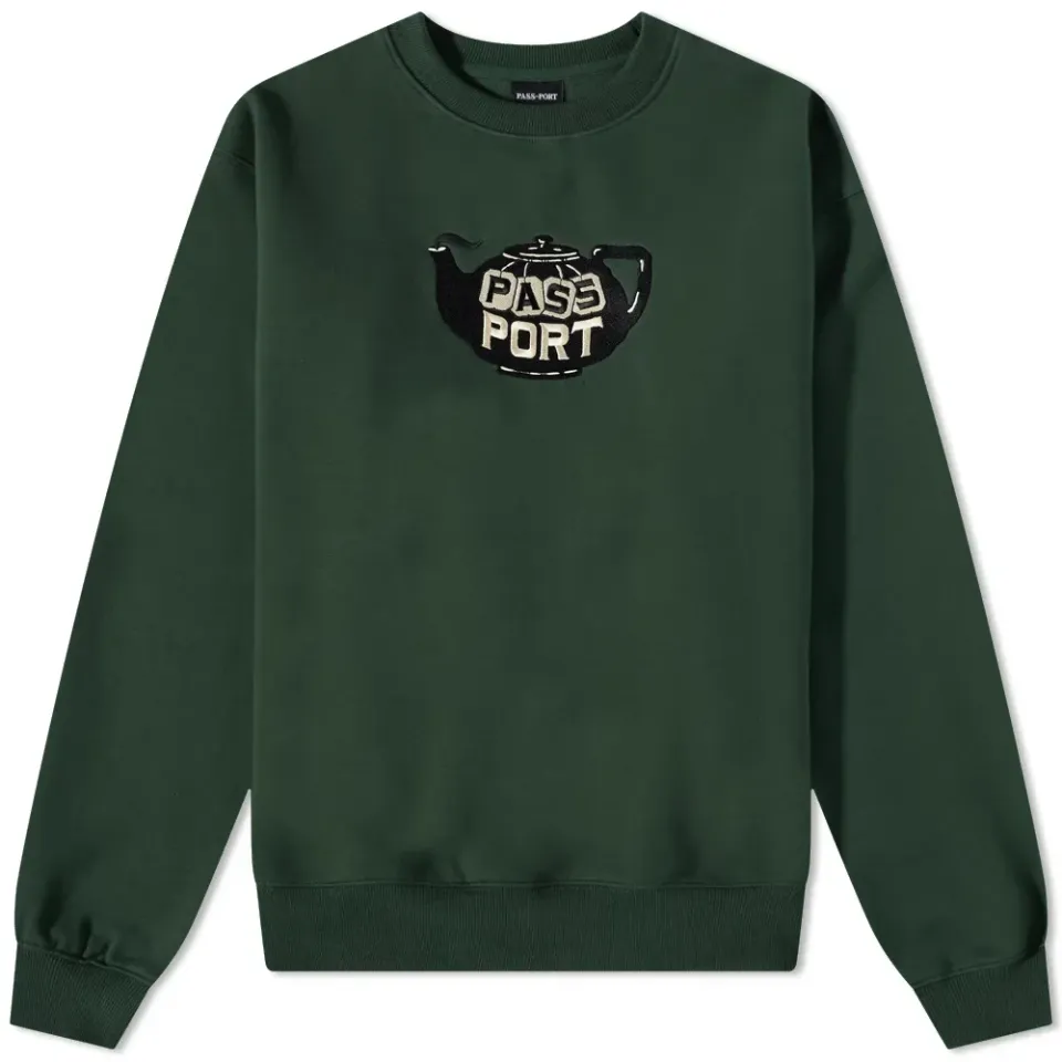 Pass-Port Tea-Pot Embroidery Crew Sweat