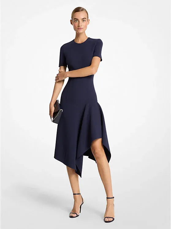 Double Faced Stretch Wool Barathea Handkerchief Dress
