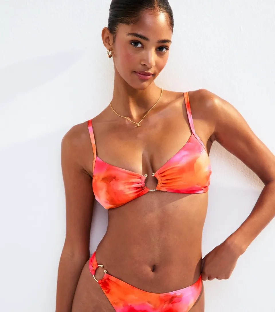 Women's Pink Ombre Print Bikini Top