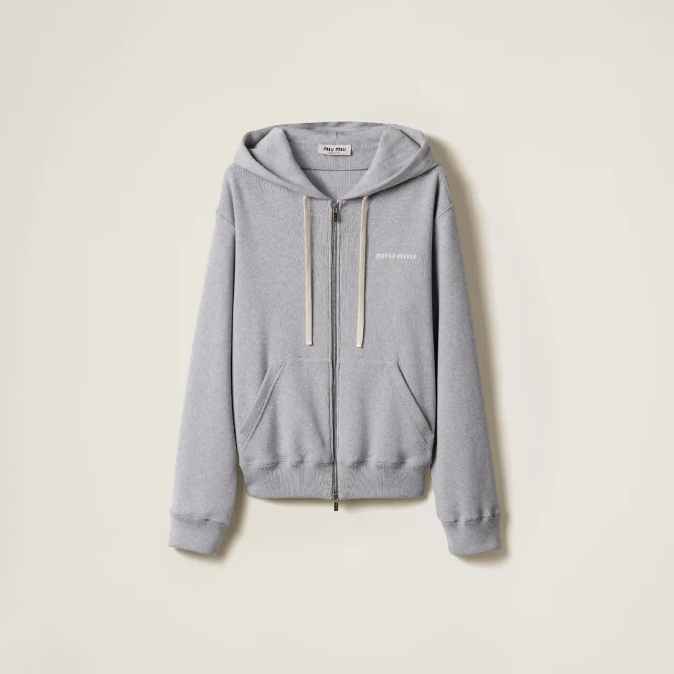 Cotton fleece zipper hoodie