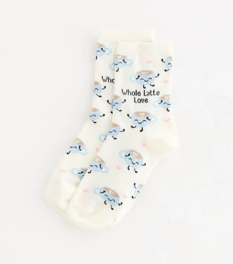 Cream Cotton Rich Whole Latte Love Ankle Socks