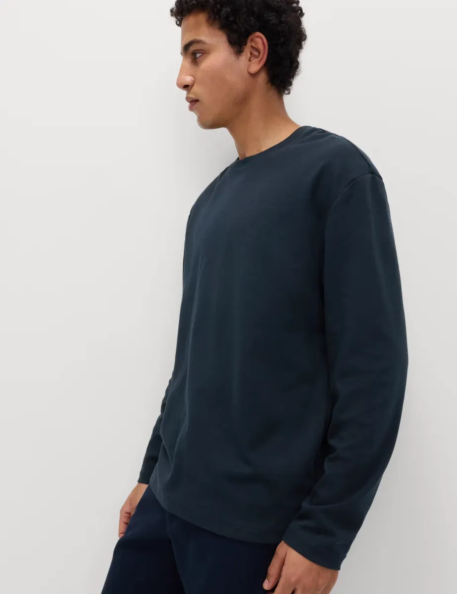 Ultimate Cotton Blend Long Sleeve T-Shirt Navy