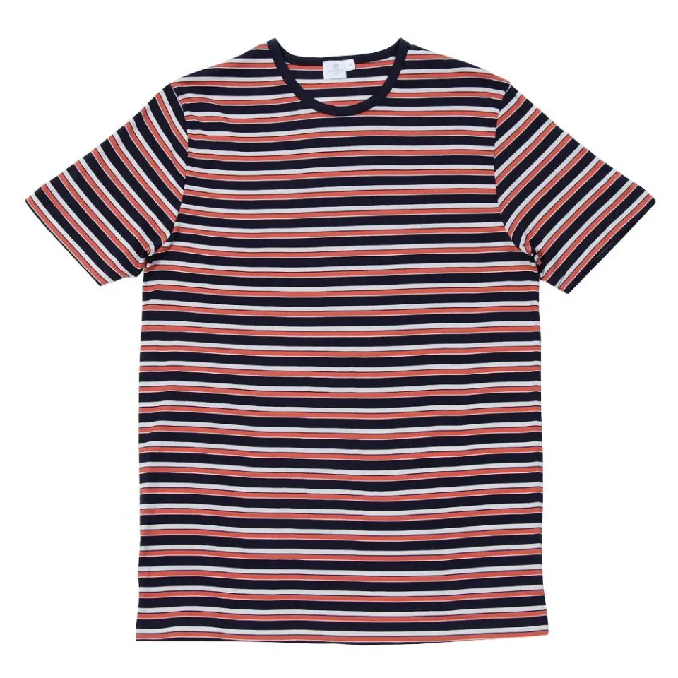 Henley Stripe Crew Neck Tee