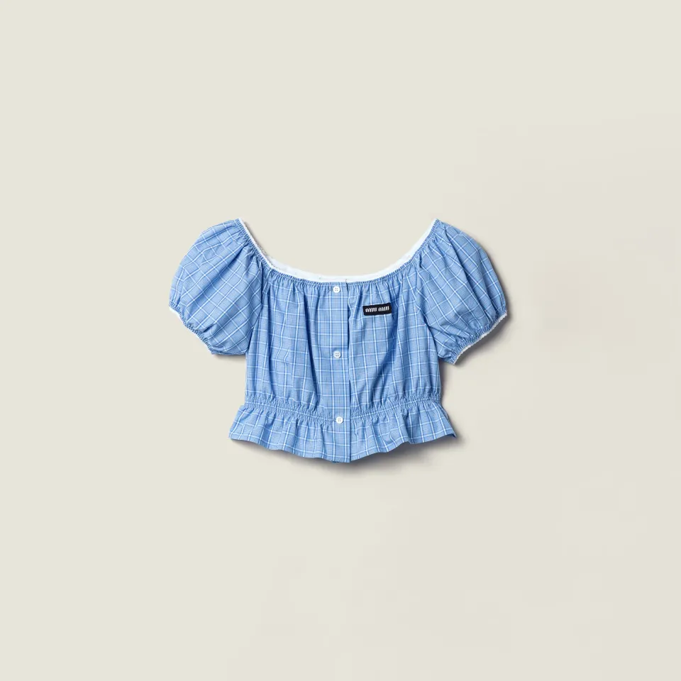 Checked poplin crop top
