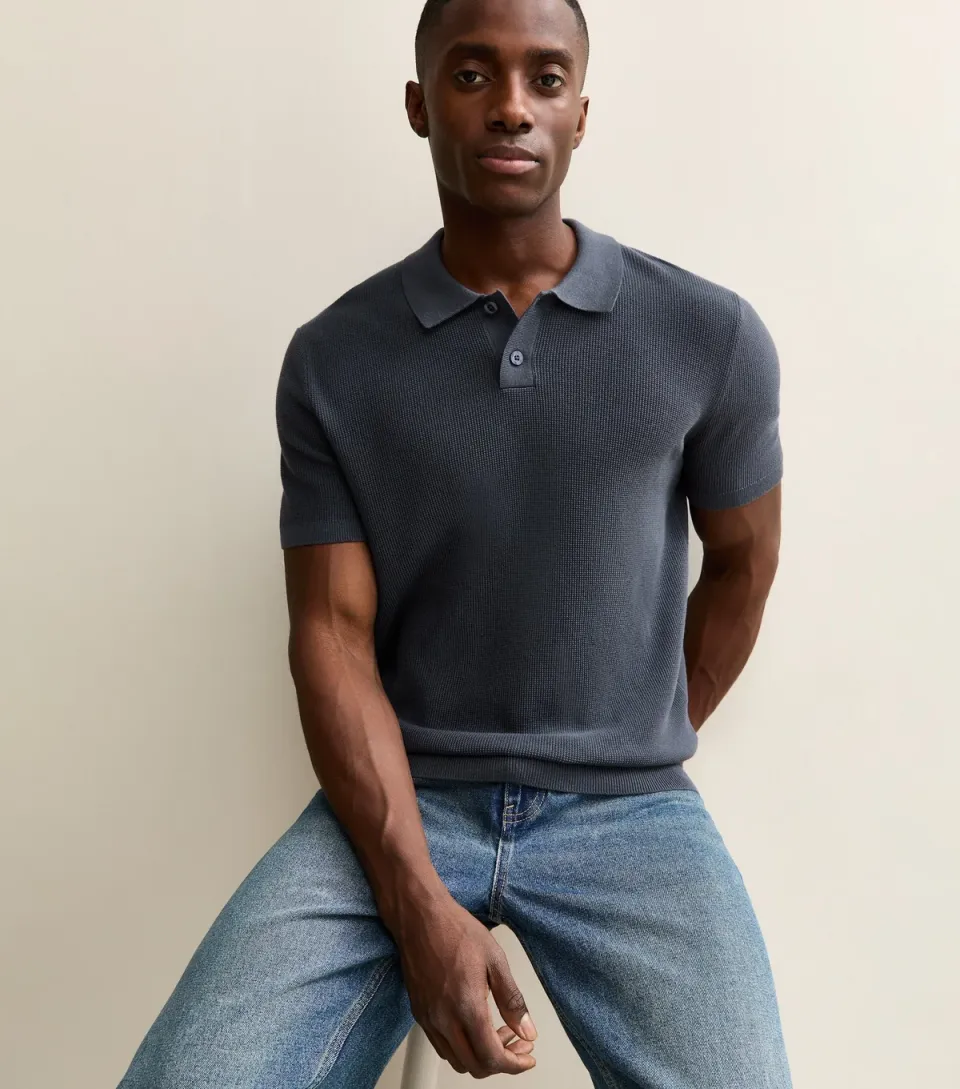 Men's Tan Regular Short Sleeve Textured Polo Top