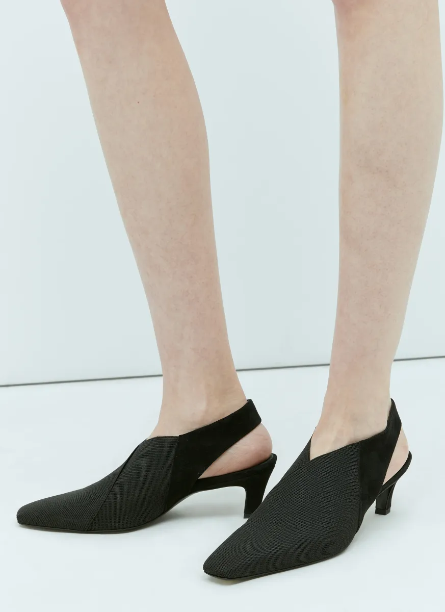 Mid Heel Elastic Slingback Pumps