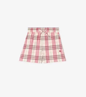 Check Cotton Shorts in Aubergine purple