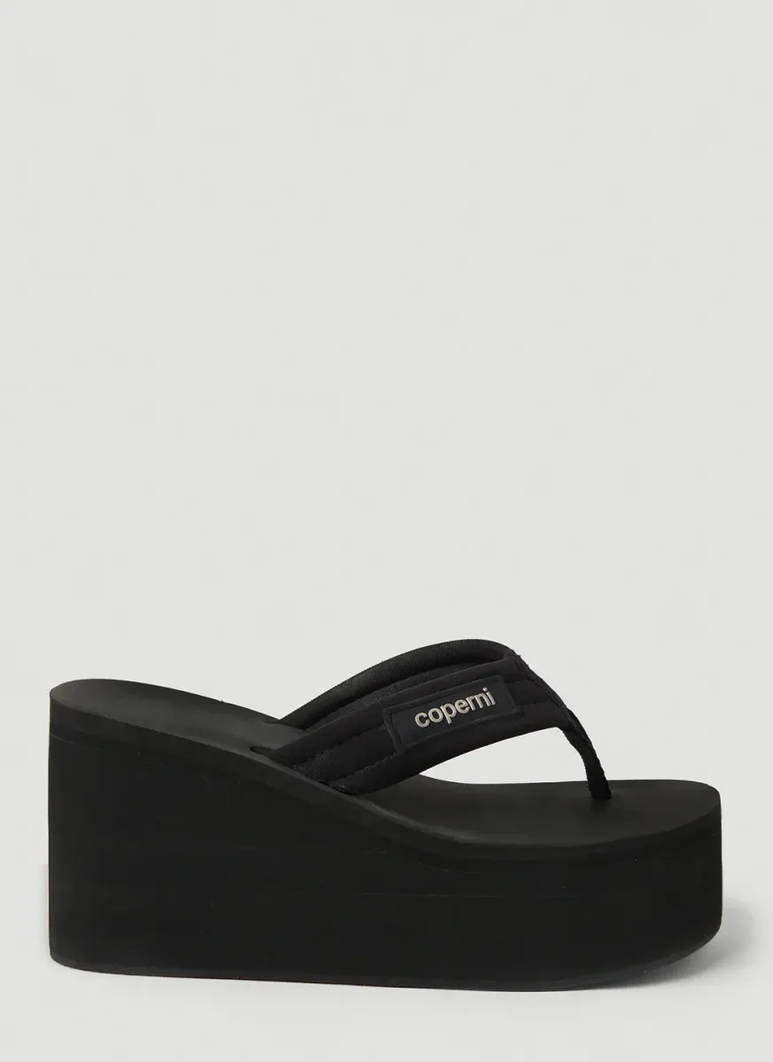 Logo Print Wedge Sandals