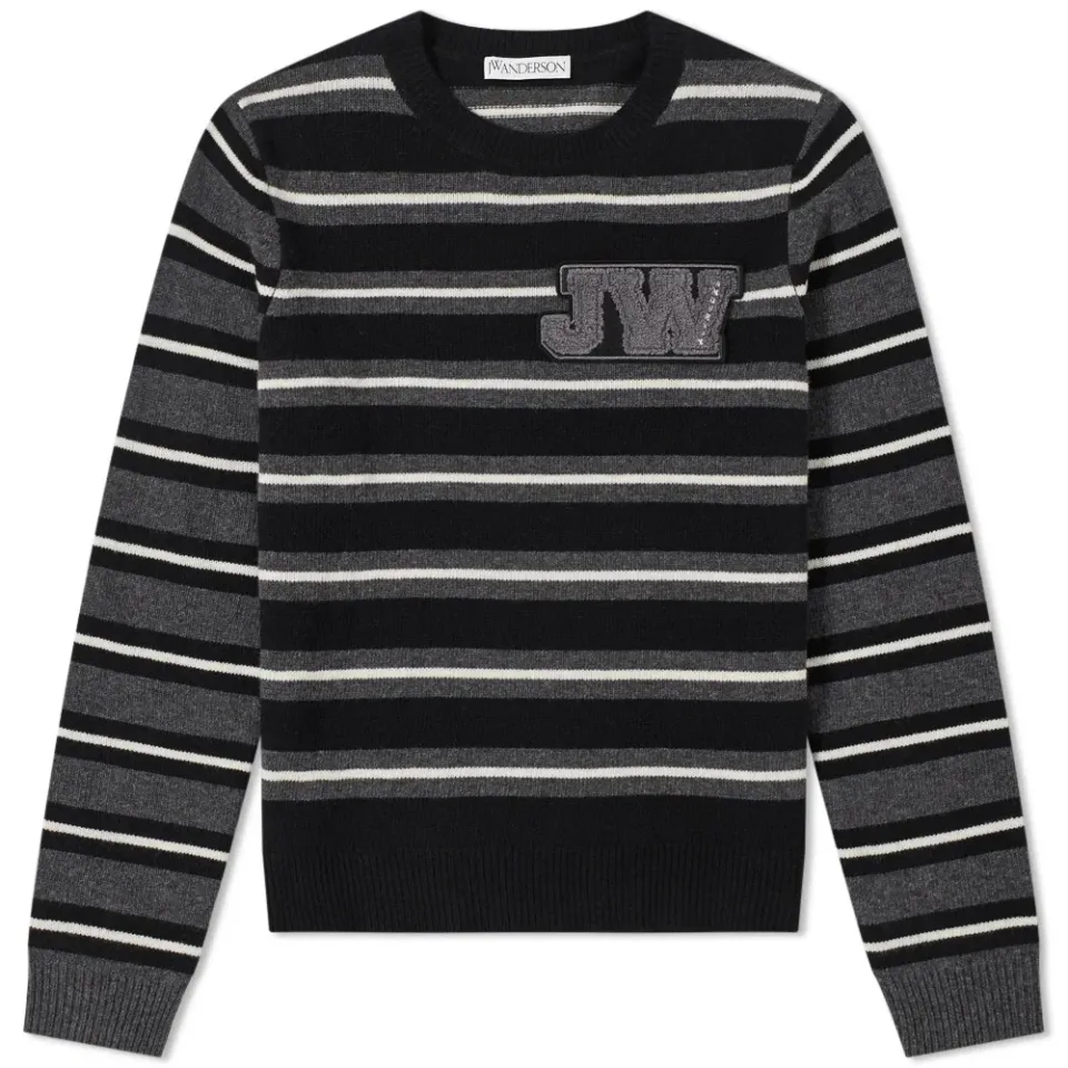 Logo Patch Stripe Crew Knit