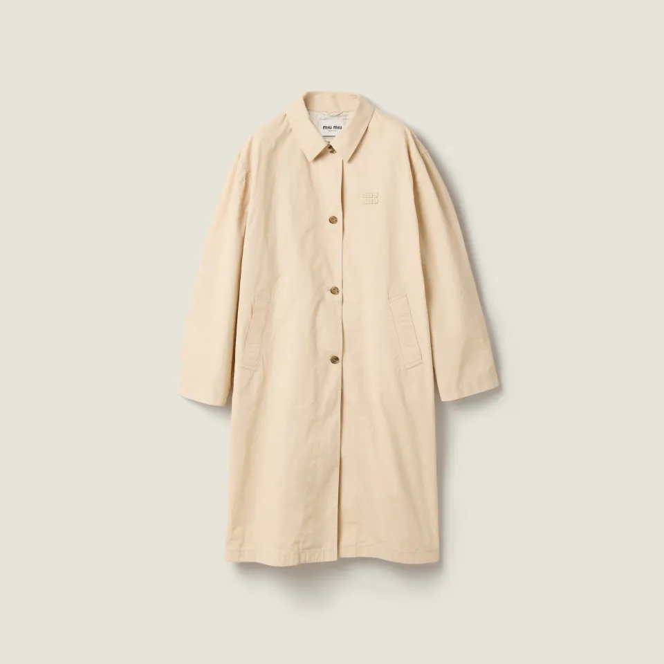 Old gabardine single-breasted trench coat