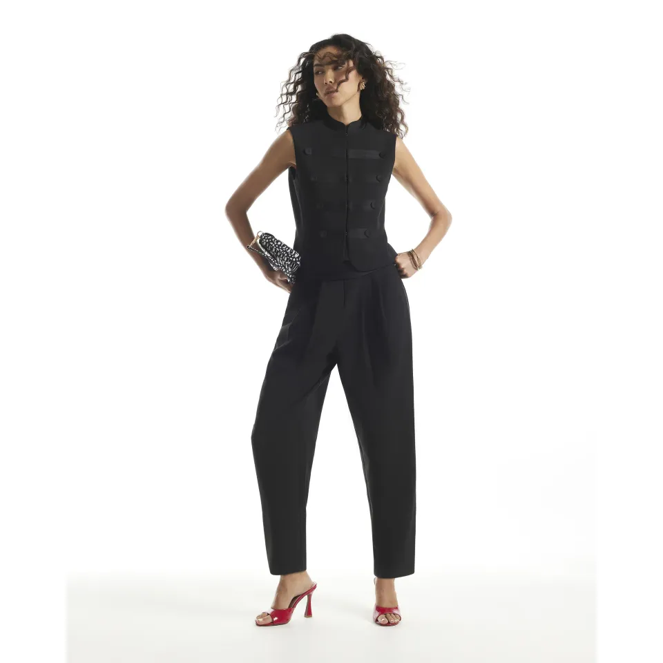 Tux Detail Barrel Leg Trousers