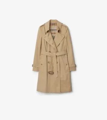 Mid-length Chelsea Heritage Trench Coat in Honey beige - Women, Cotton Gabardine