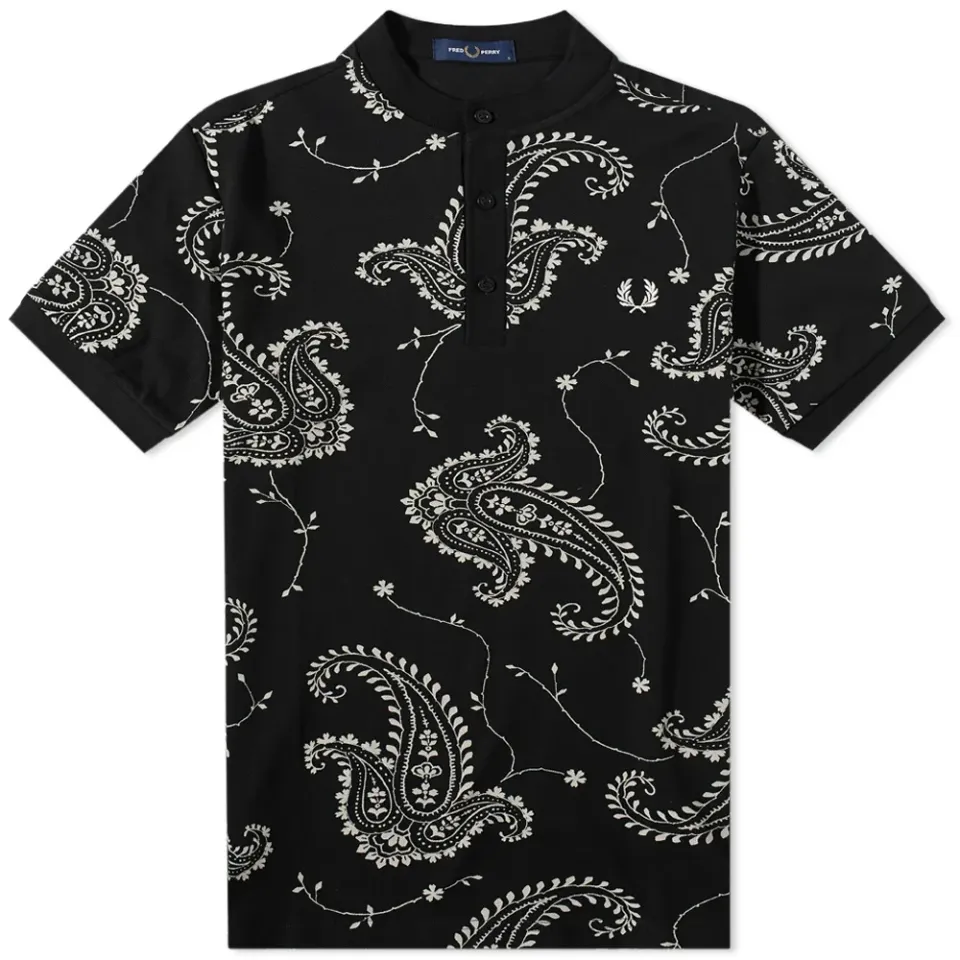 Paisley Print Henley Polo