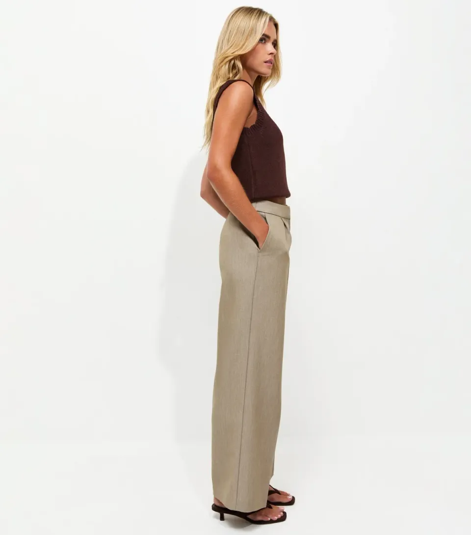 Women's Petite Stone Tailored Wide Leg Trousers