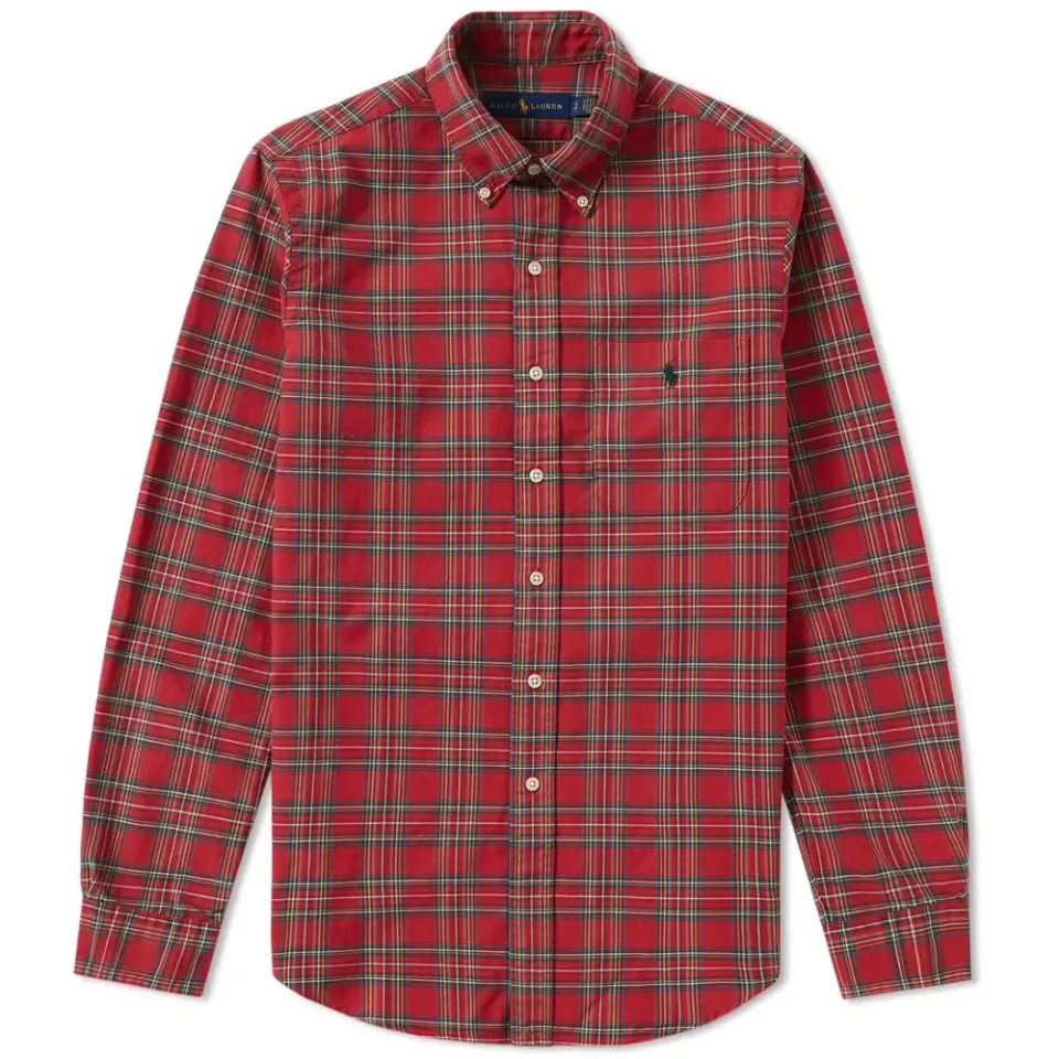 Custom Fit Button Down Check Oxford Shirt
