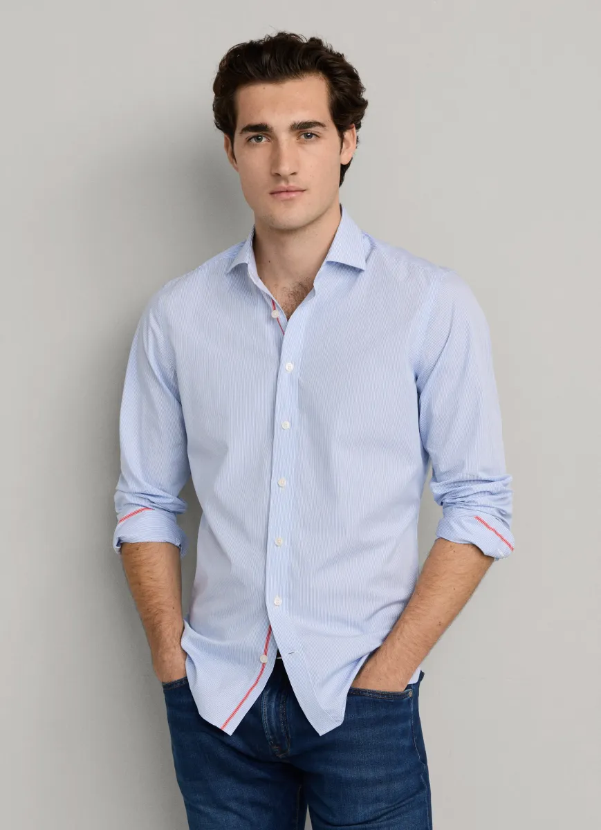Tailored Fit Engineered Stripe Poplin Shirt
