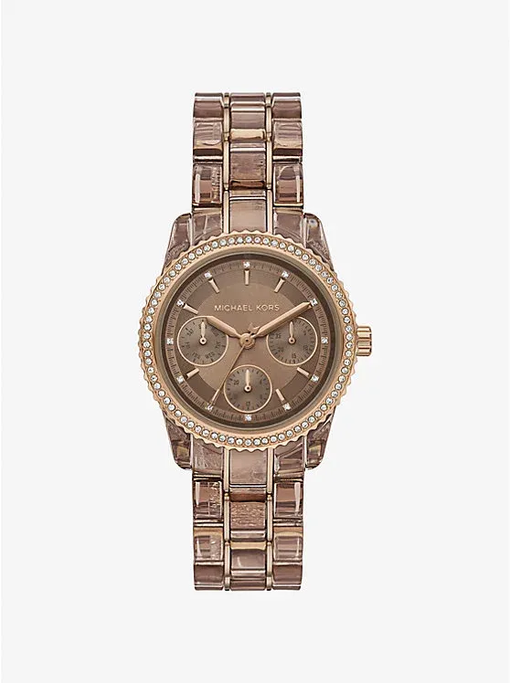 Ritz Pavé Beige Gold-Tone and Acetate Watch