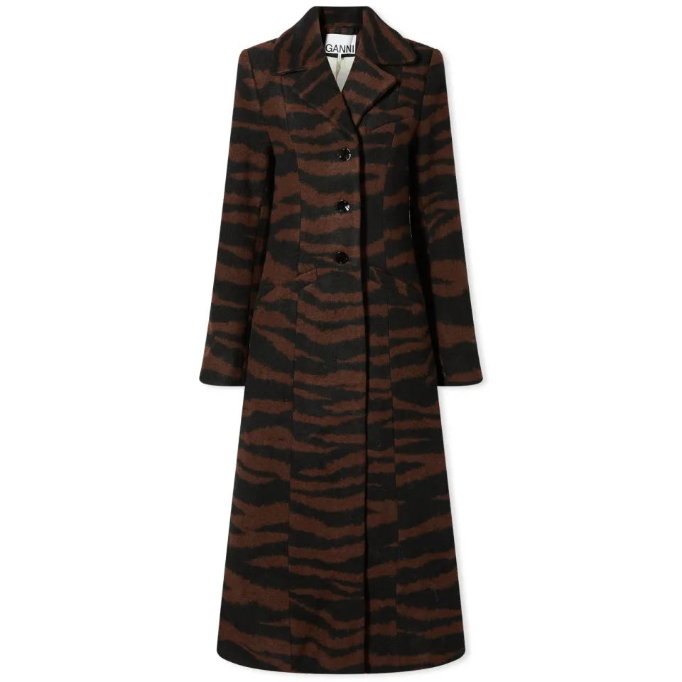 Wool Jacquard Fitted Coat