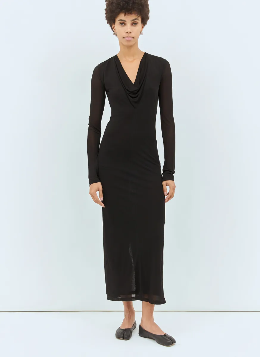 Draped V-Neck Maxi Dress