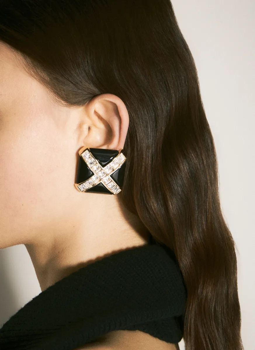 Crystal Cross Earrings