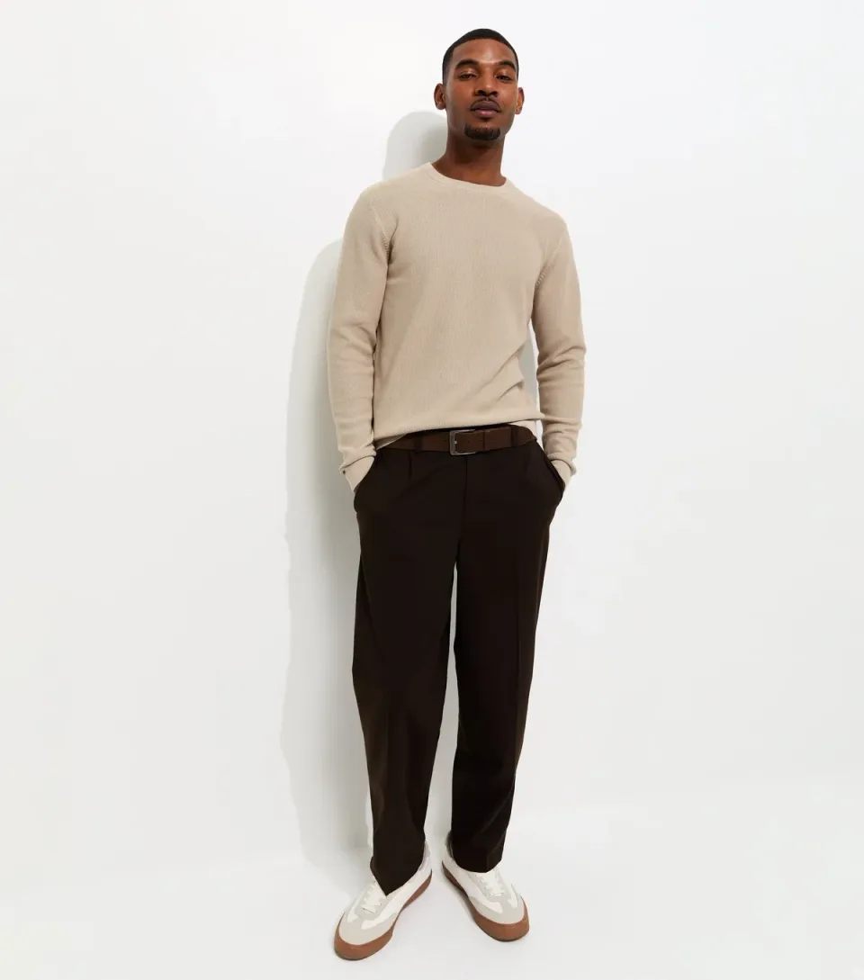 Men's Cream Regular Cotton Rich Crew Neck Jumper