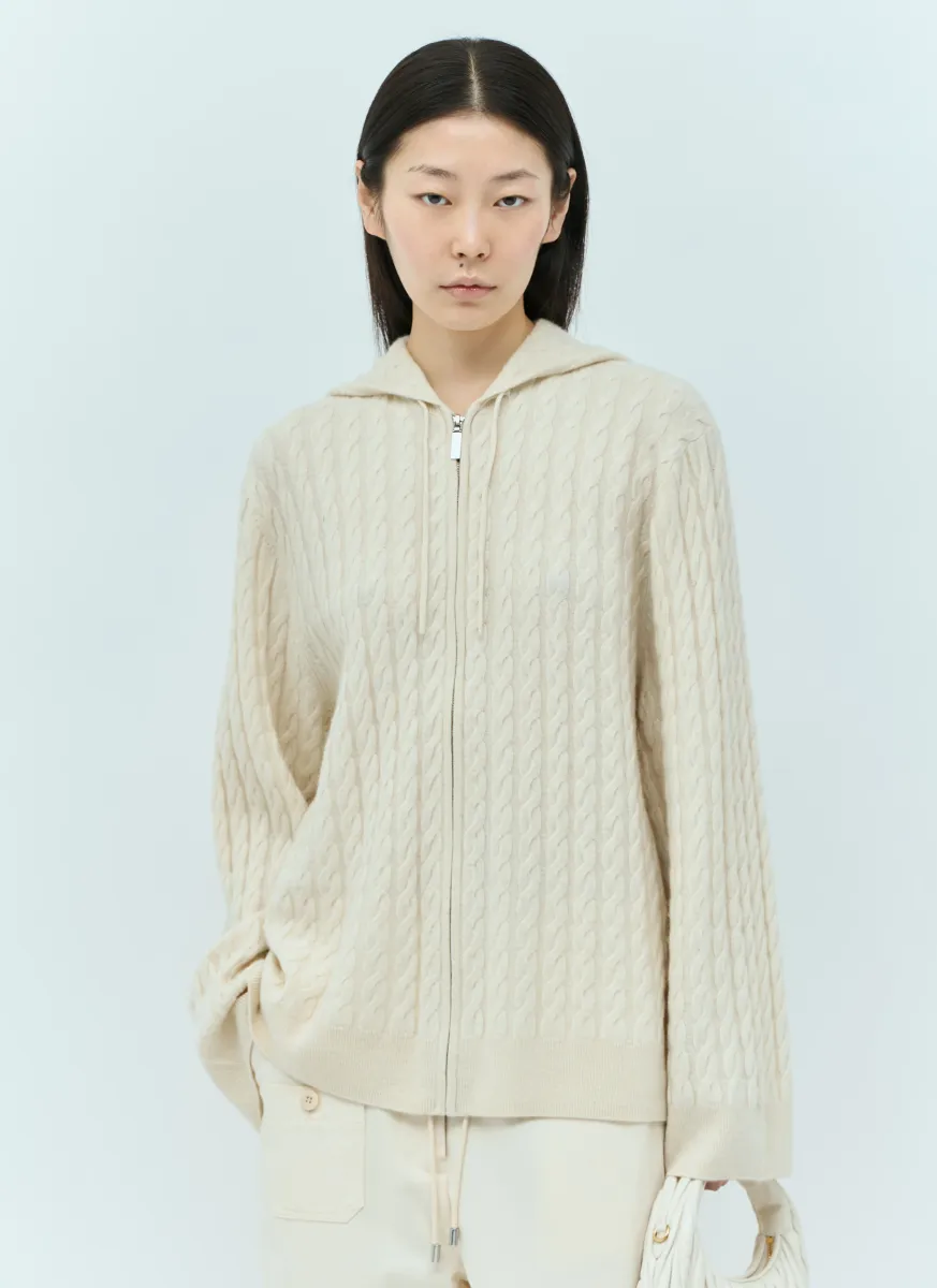 Cable Knit Hooded Cardigan