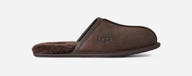 Scuff Leather Distressed Slipper, Suede/Polyester/Wool