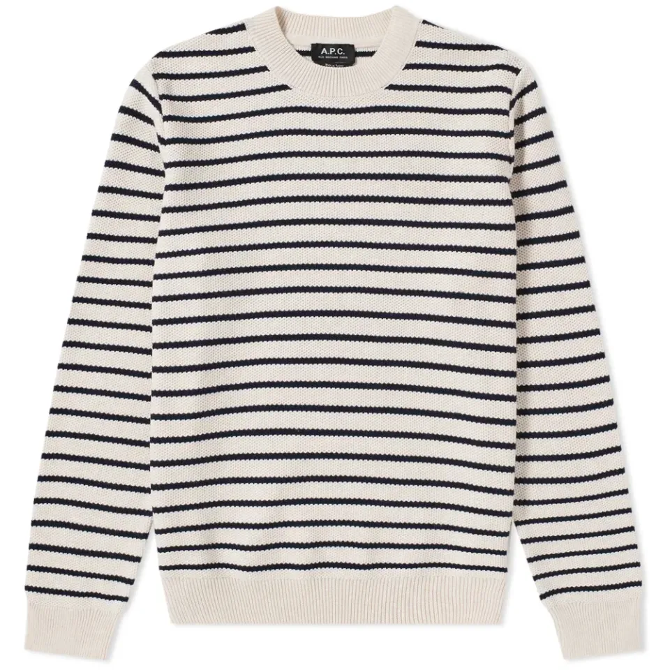 A.P.C. Richard Stripe Cotton Crew Knit