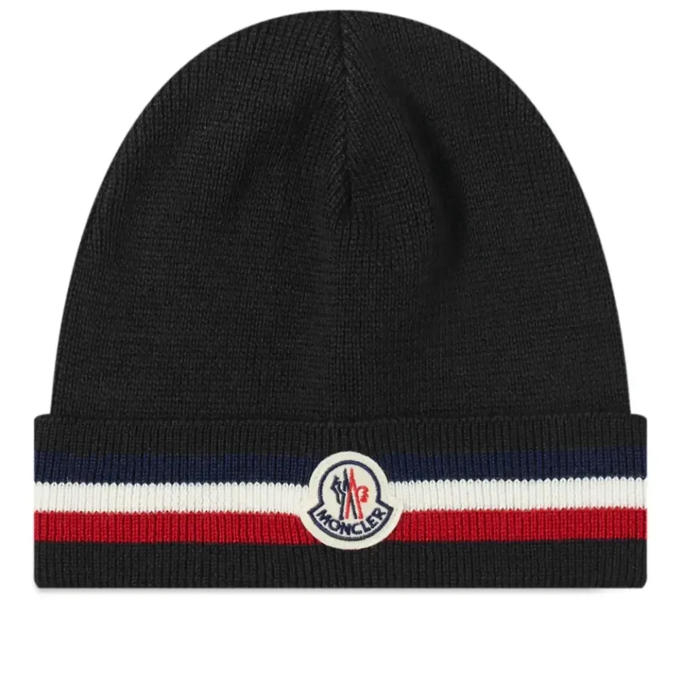 Tricolore Striped Logo Beanie