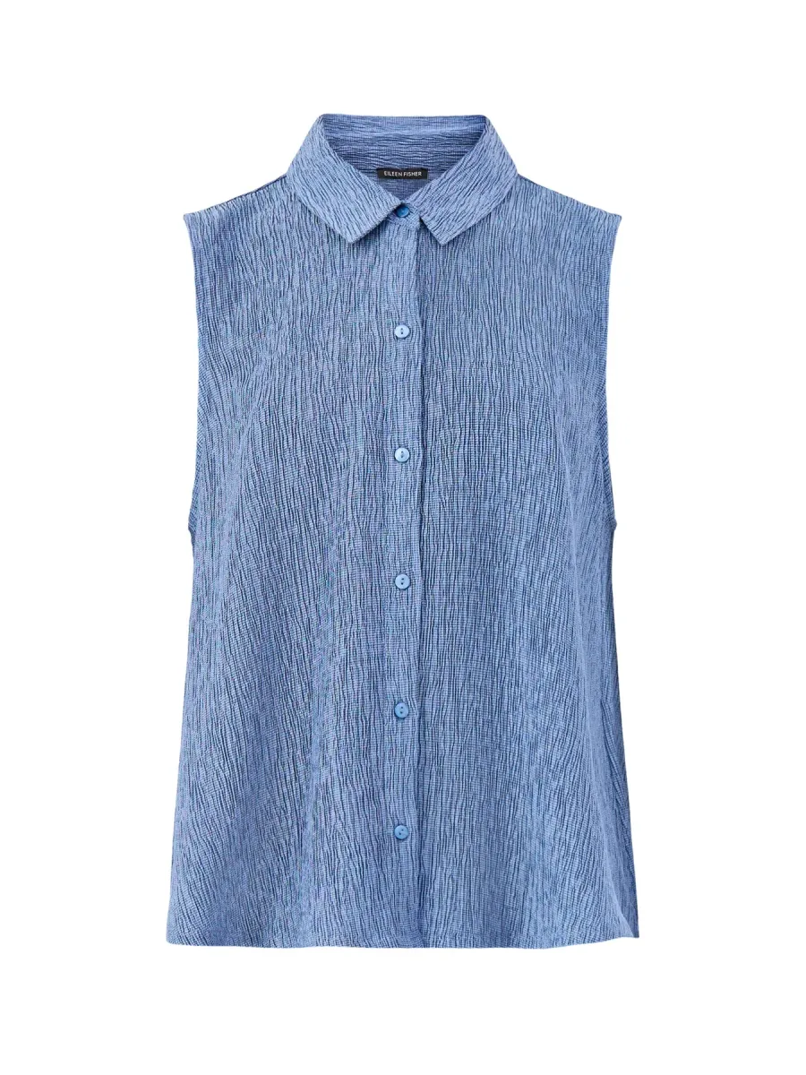 Classic Collar A-Line Sleeveless Shirt