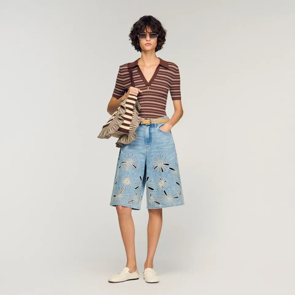 Embroidered Bermuda shorts