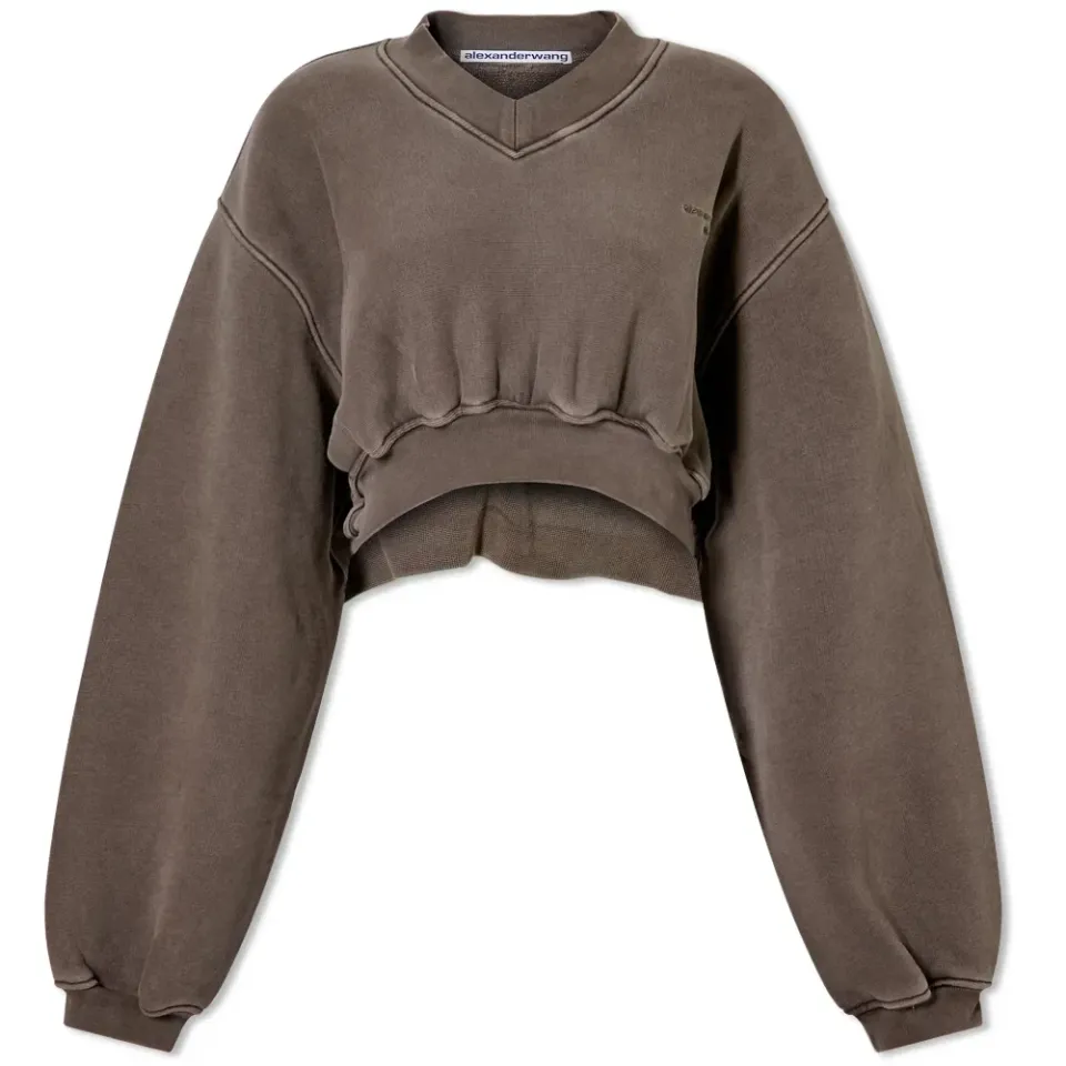 V-Neck Crop Logo Pullover