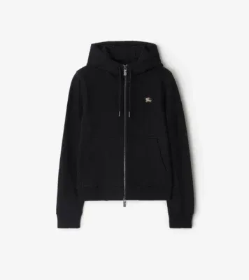 Knight Stamp Cotton Zip Hoodie in Black