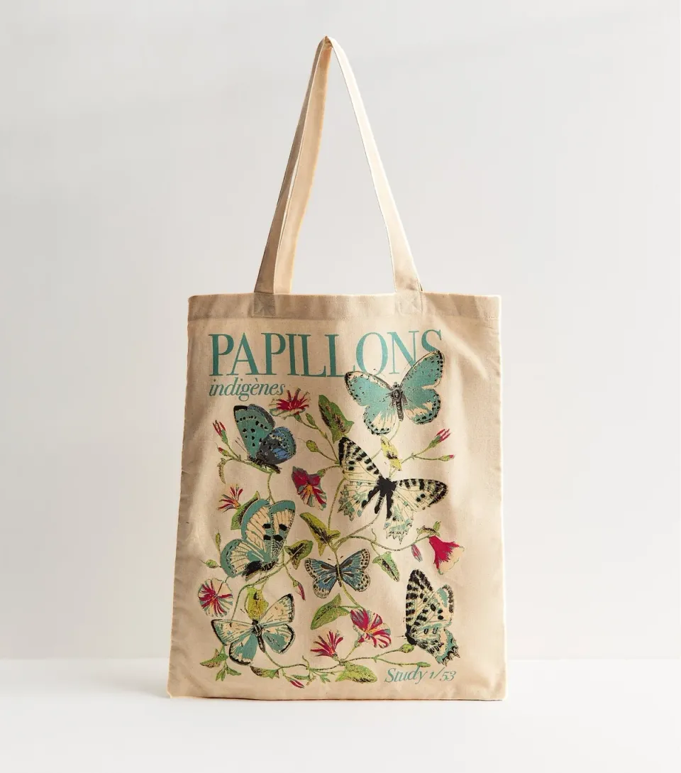 Stone Papillons Butterfly Print Tote Bag