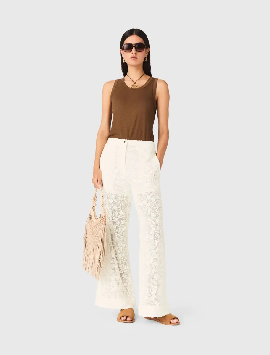 Guipure lace trousers