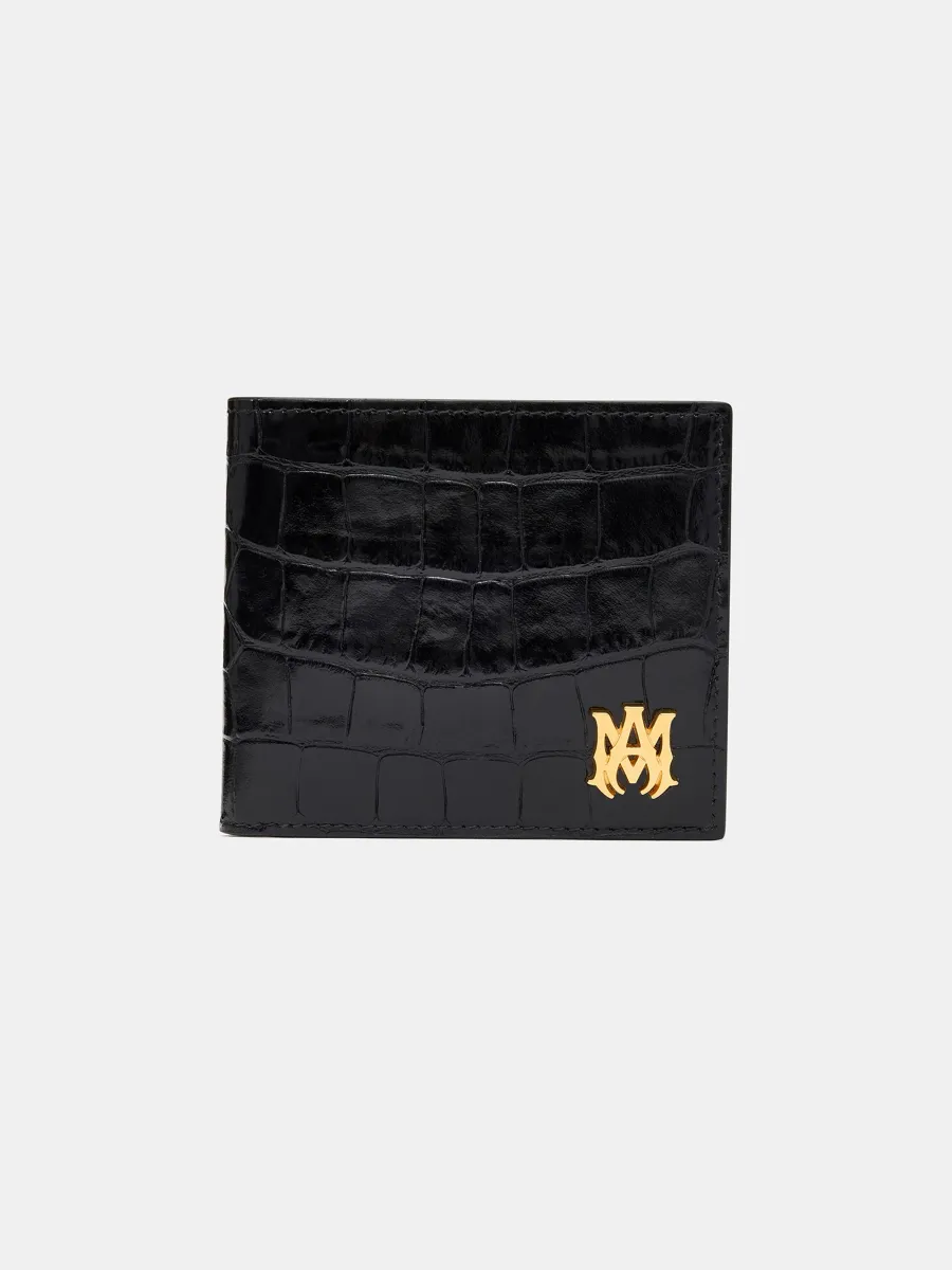 CROC EMBOSSED BIFOLD - BLACK